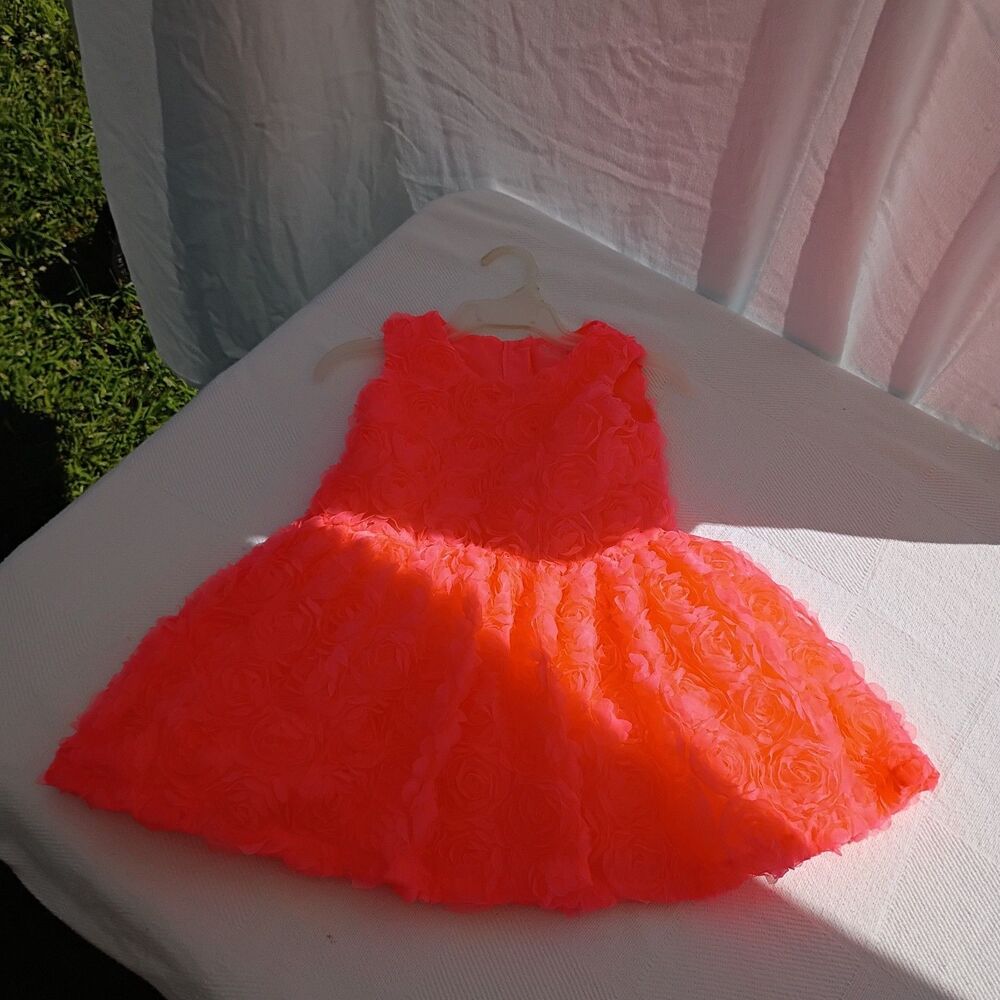 Cherokee Coral Sleeveless Rosette Dress Soft Flower Size 5T